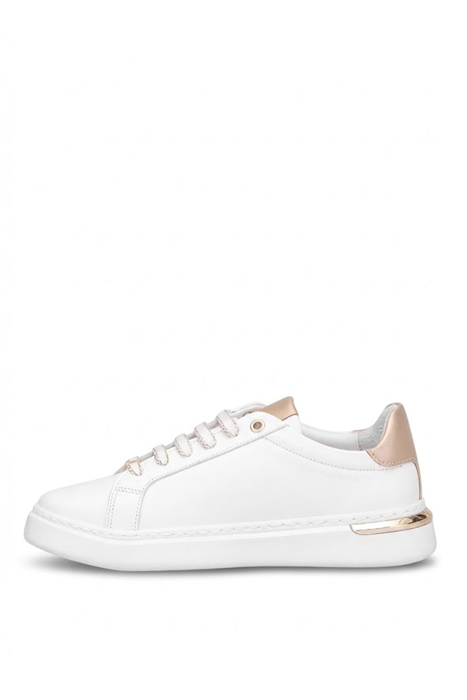 Mammamia D26YA-7075 Kadın Hakiki Deri Casual Ayakkabı Beyaz - Altın