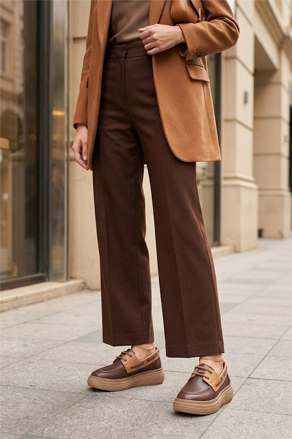 Mammamia D26YA-7580 Kadın Hakiki Deri Casual Ayakkabı Kahverengi