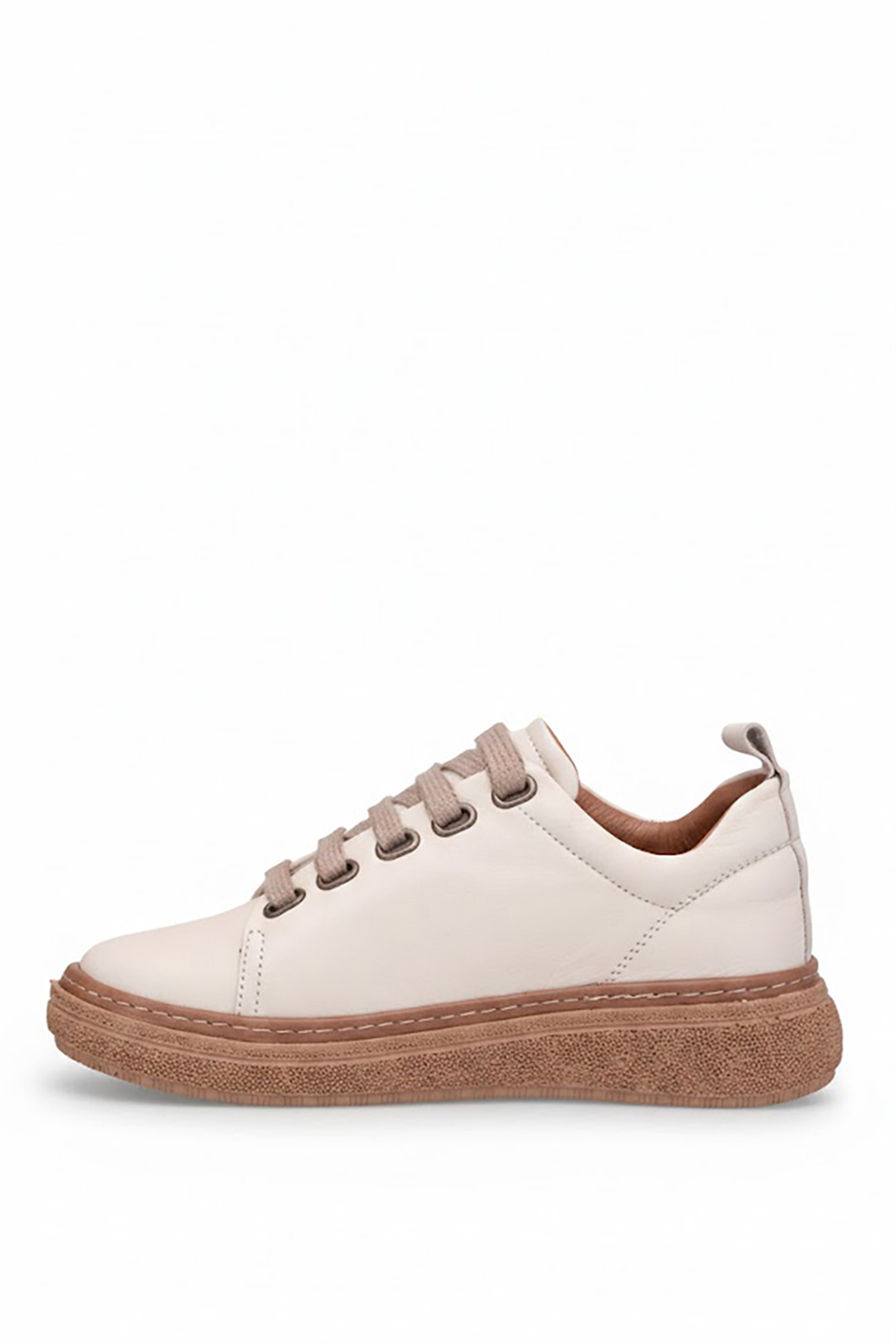 Mammamia D26YA-7750 Kadın Hakiki Deri Casual Ayakkabı Krem