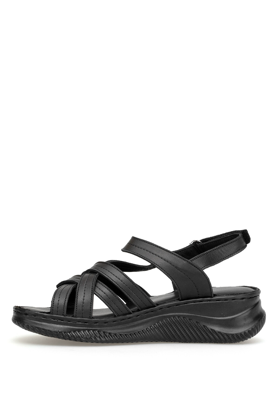 Mammamia D26YS-2375 Kadın Hakiki Deri Düz Sandalet Siyah