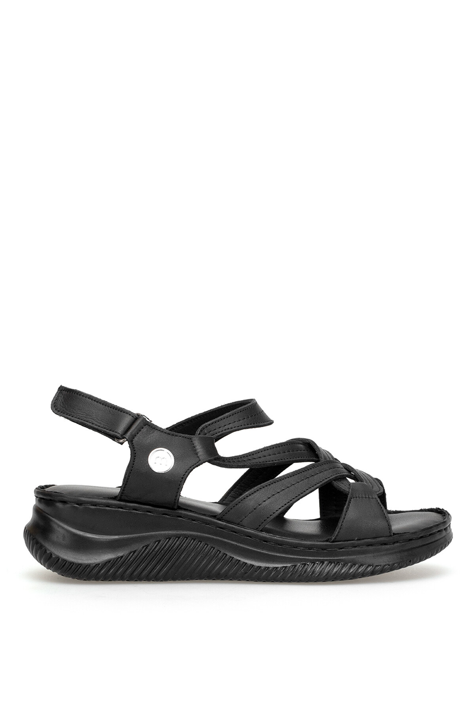 Mammamia D26YS-2375 Kadın Hakiki Deri Düz Sandalet Siyah