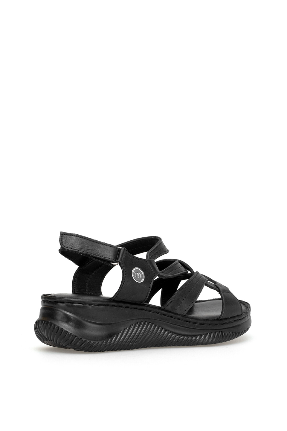 Mammamia D26YS-2375 Kadın Hakiki Deri Düz Sandalet Siyah