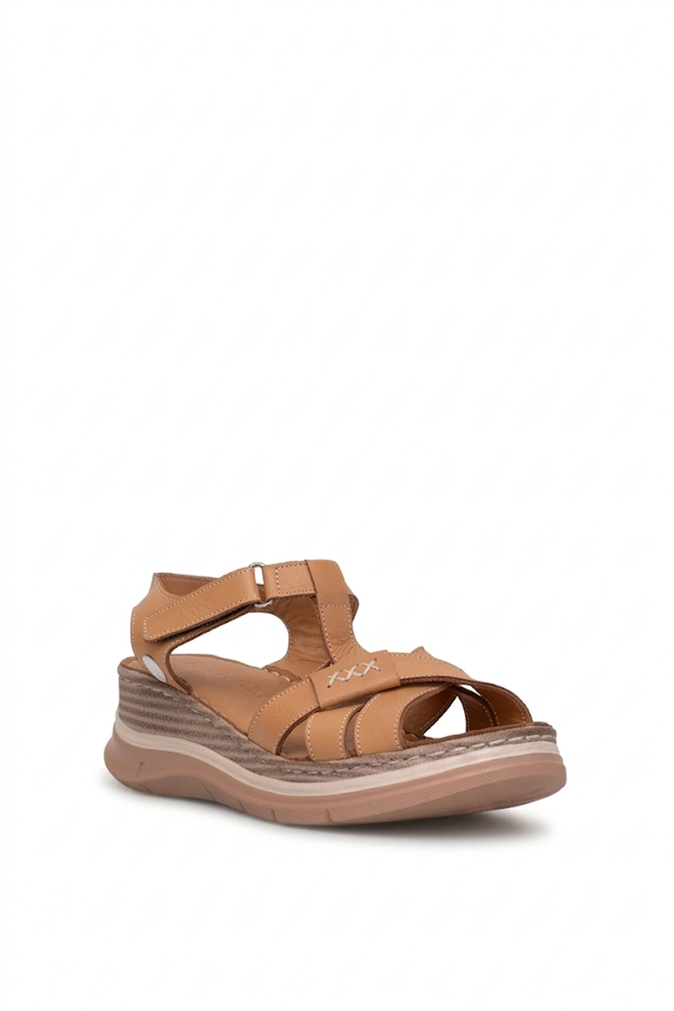 Mammamia D26YS-2590 Kadın Hakiki Deri Dolgu Topuk Sandalet Taba