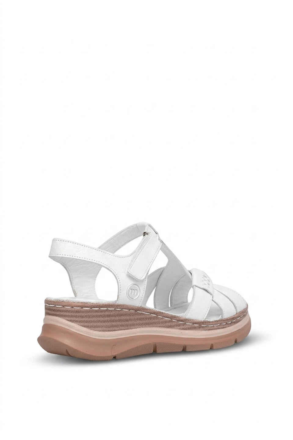 Mammamia D26YS-2590 Kadın Hakiki Deri Dolgu Topuk Sandalet Beyaz