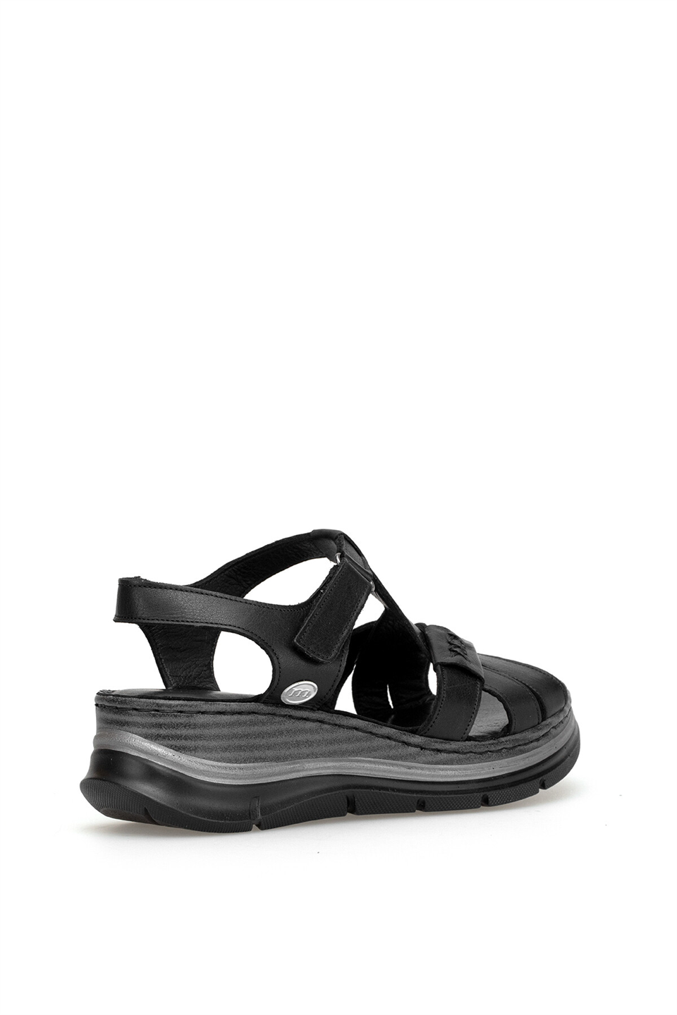 Mammamia D26YS-2590 Kadın Hakiki Deri Dolgu Topuk Sandalet Siyah