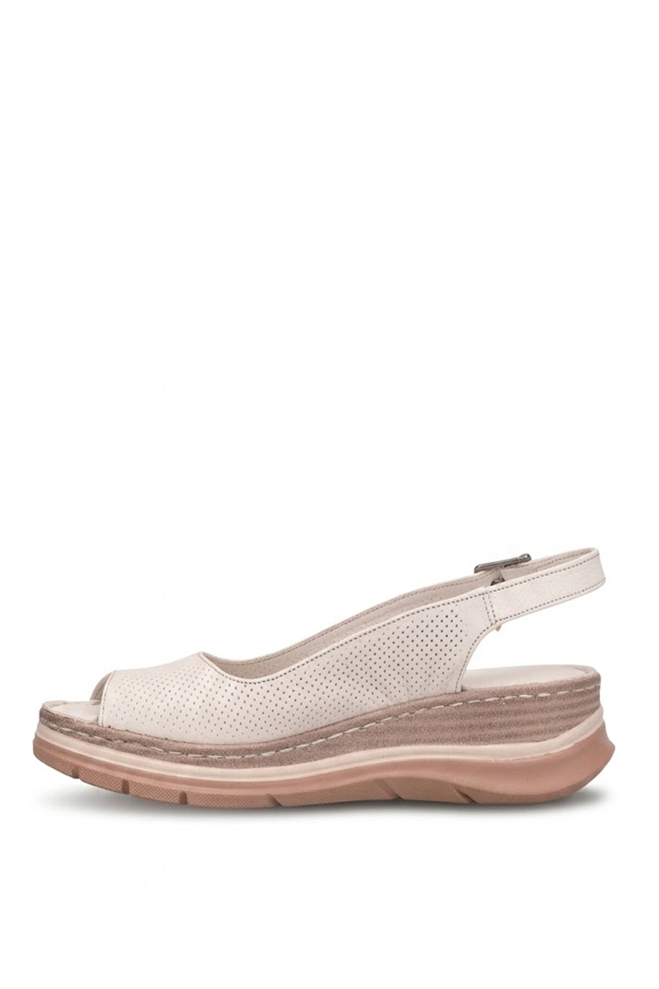 Mammamia D26YS-2605 Kadın Hakiki Deri Düz Sandalet Krem