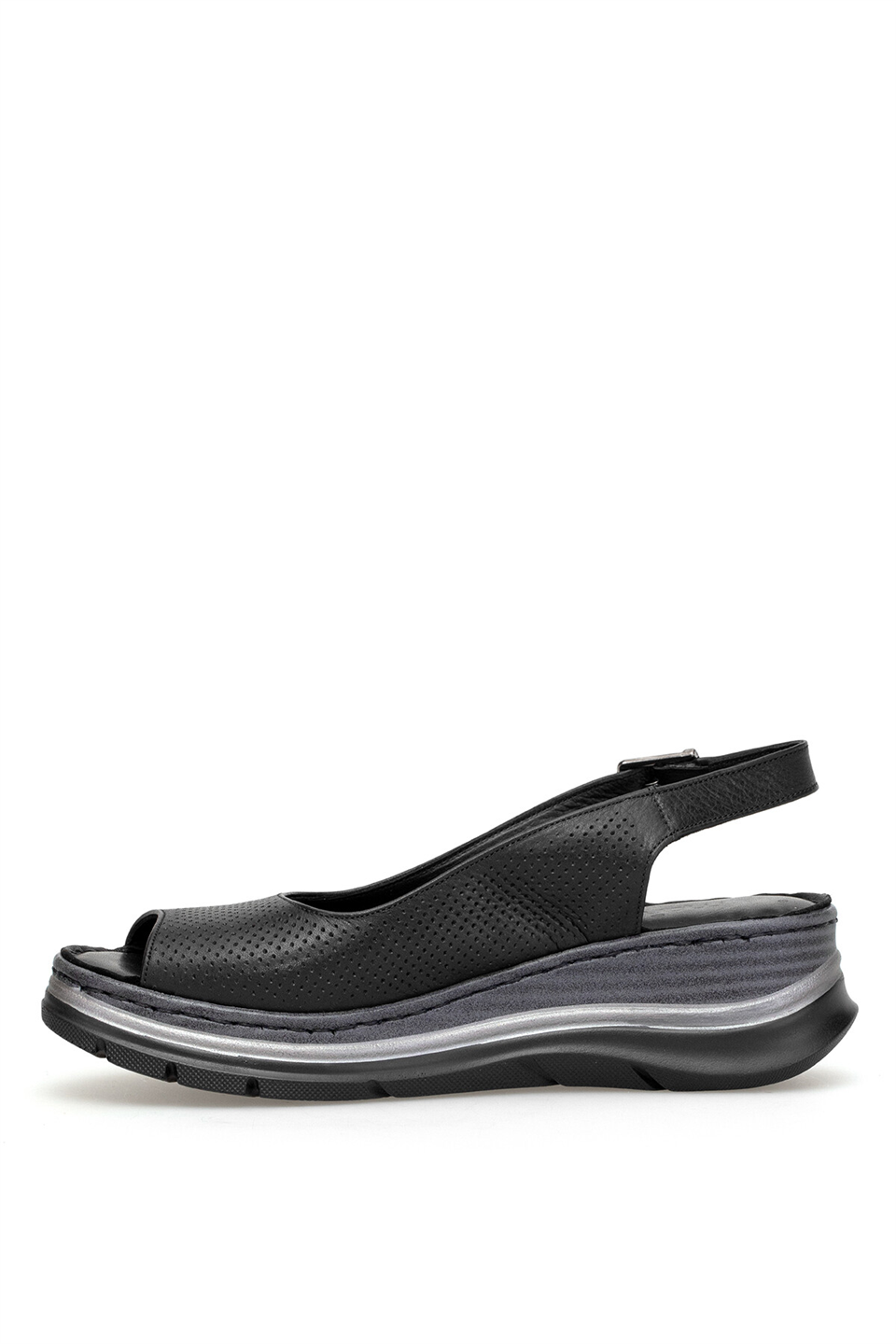 Mammamia D26YS-2605 Kadın Hakiki Deri Düz Sandalet Siyah