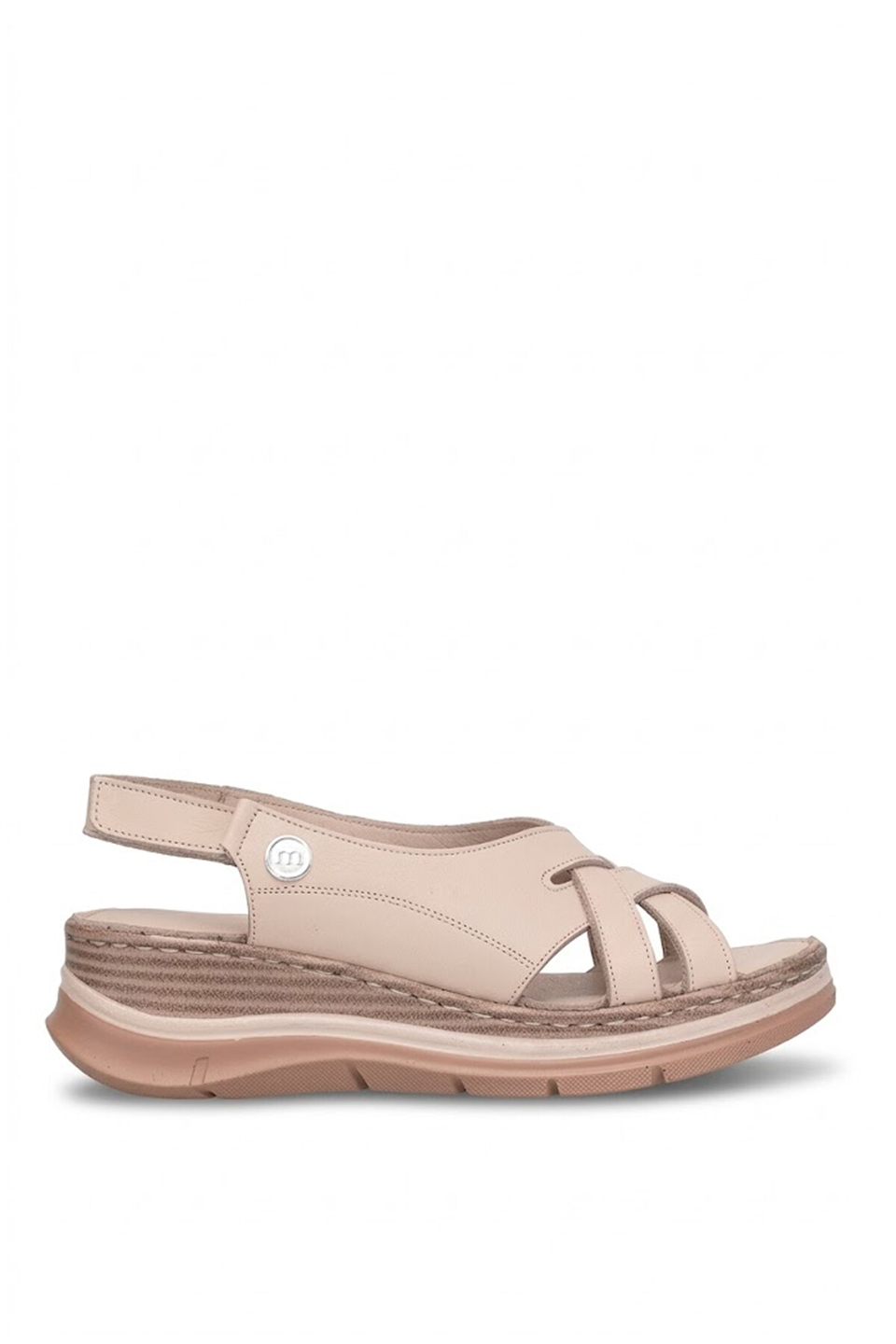 Mammamia D26YS-2615 Kadın Hakiki Deri Düz Sandalet Bej