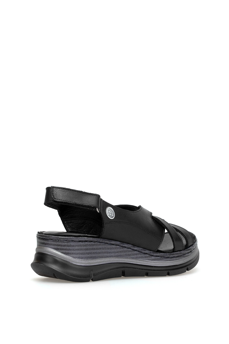 Mammamia D26YS-2615 Kadın Hakiki Deri Düz Sandalet Siyah