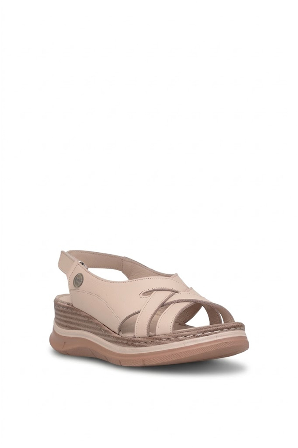 Mammamia D26YS-2615 Kadın Hakiki Deri Düz Sandalet Bej