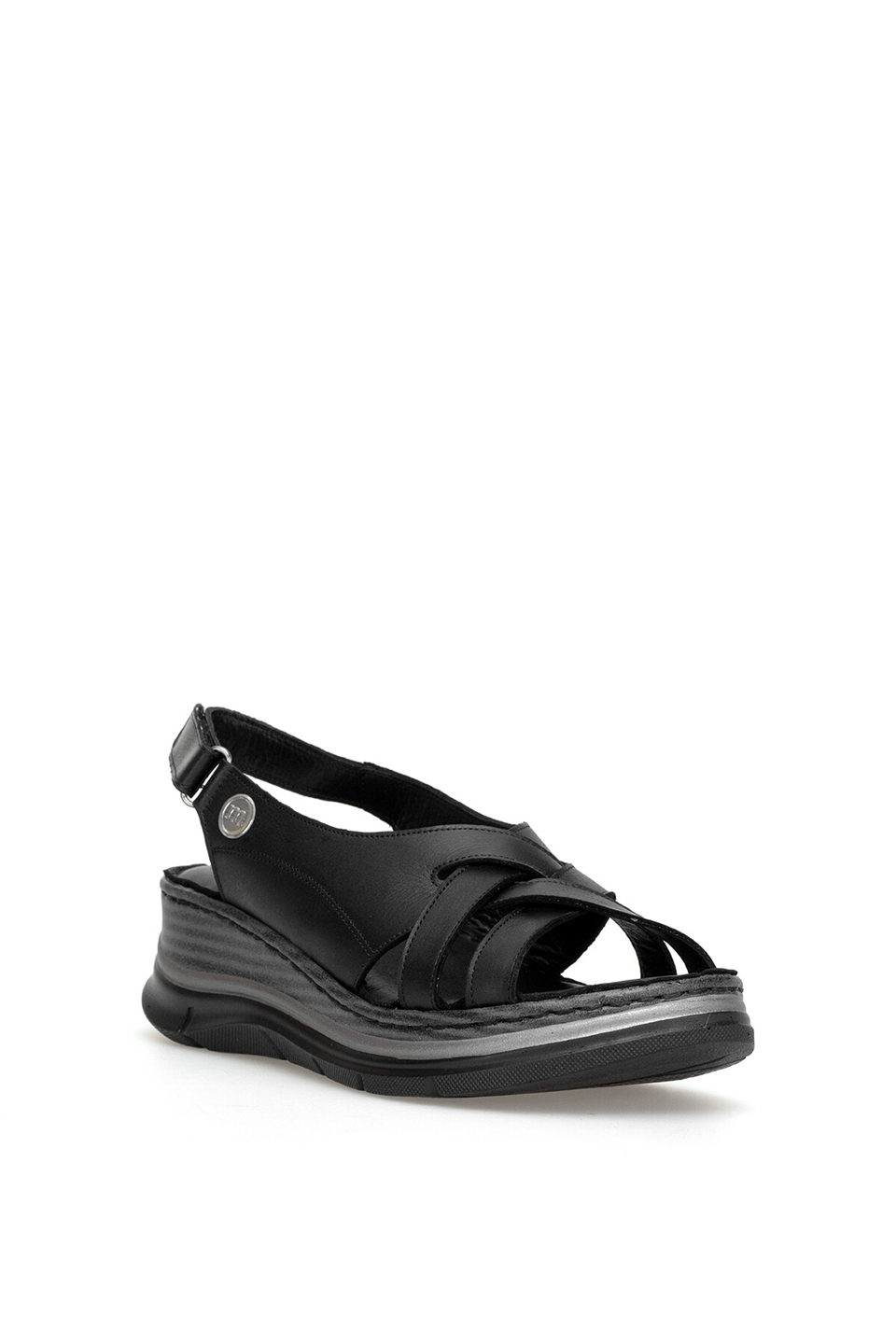 Mammamia D26YS-2615 Kadın Hakiki Deri Düz Sandalet Siyah