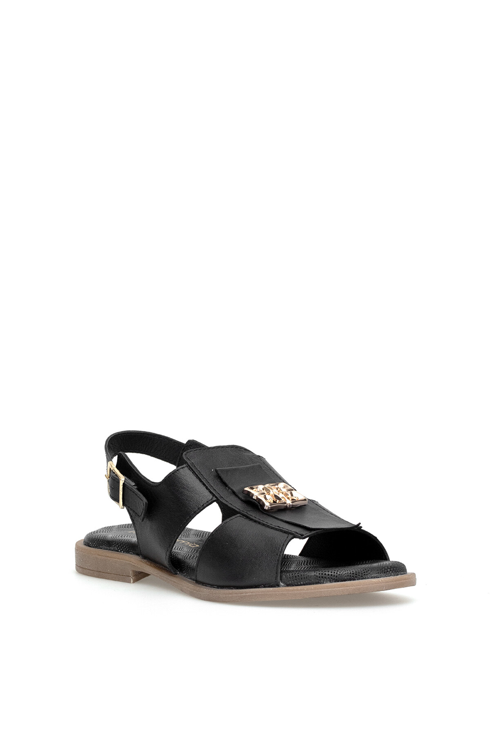 Mammamia D26YS-2780 Kadın Hakiki Deri Düz Sandalet Siyah