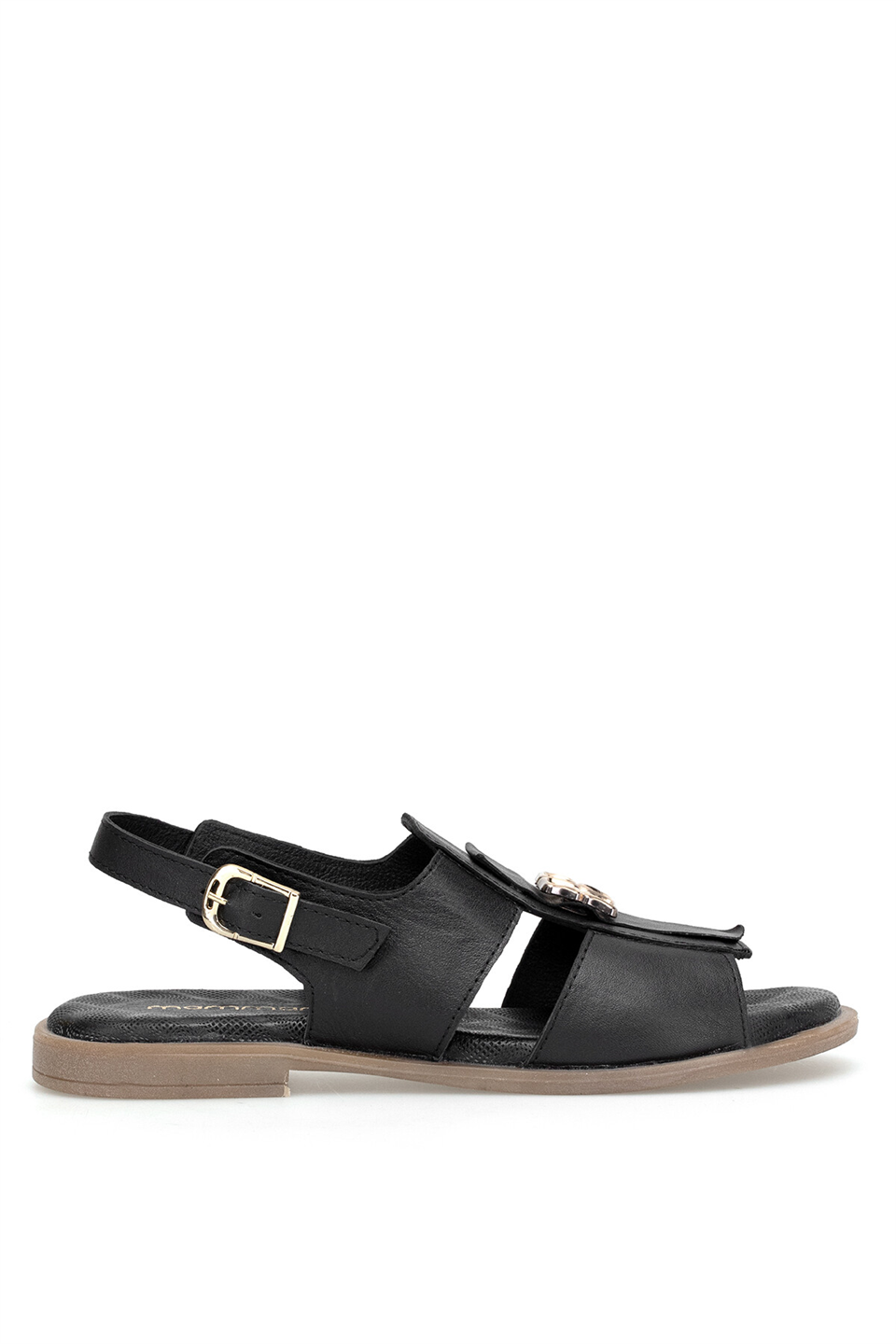Mammamia D26YS-2780 Kadın Hakiki Deri Düz Sandalet Siyah