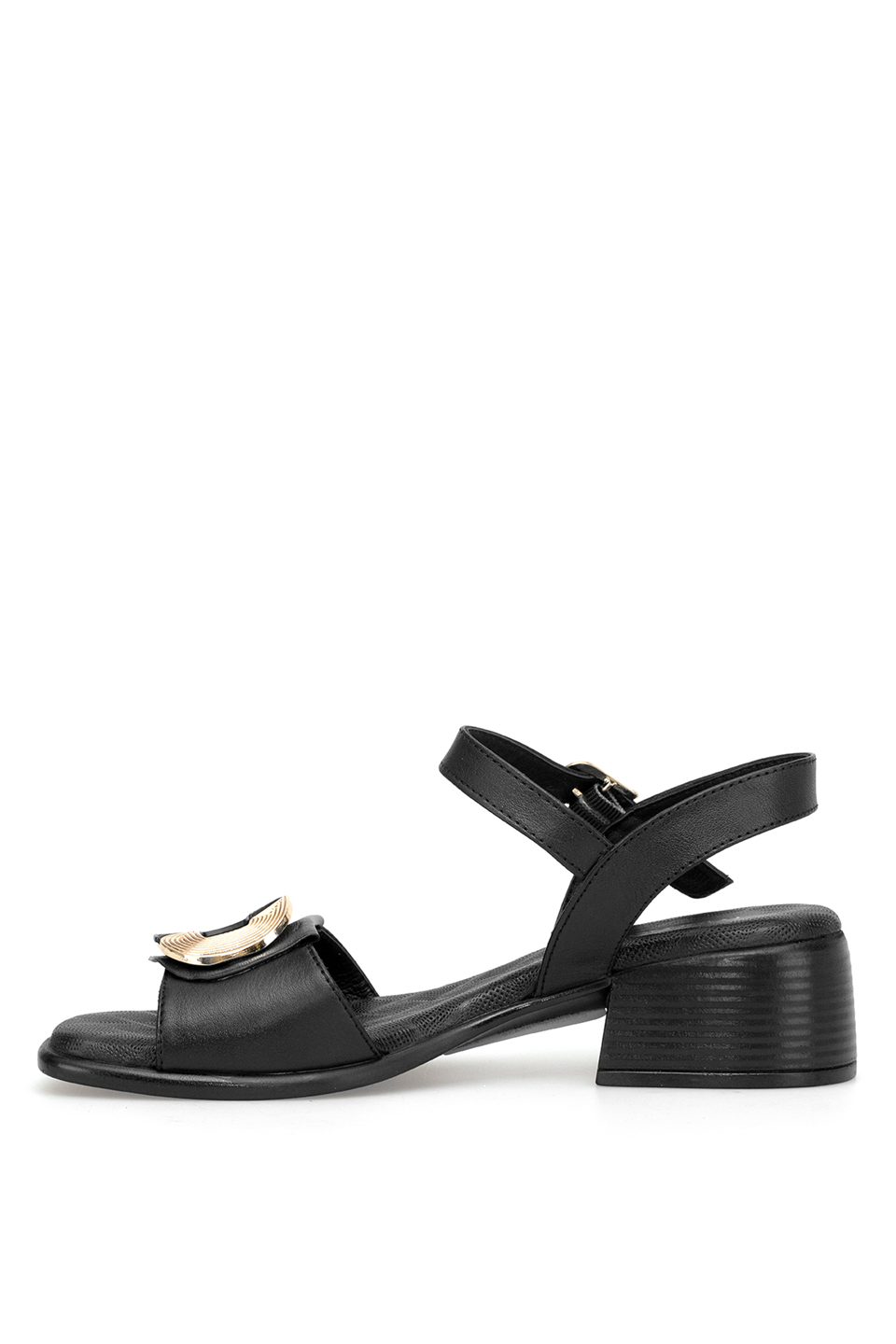 Mammamia D26YS-2795 Kadın Hakiki Deri Topuklu Sandalet Siyah