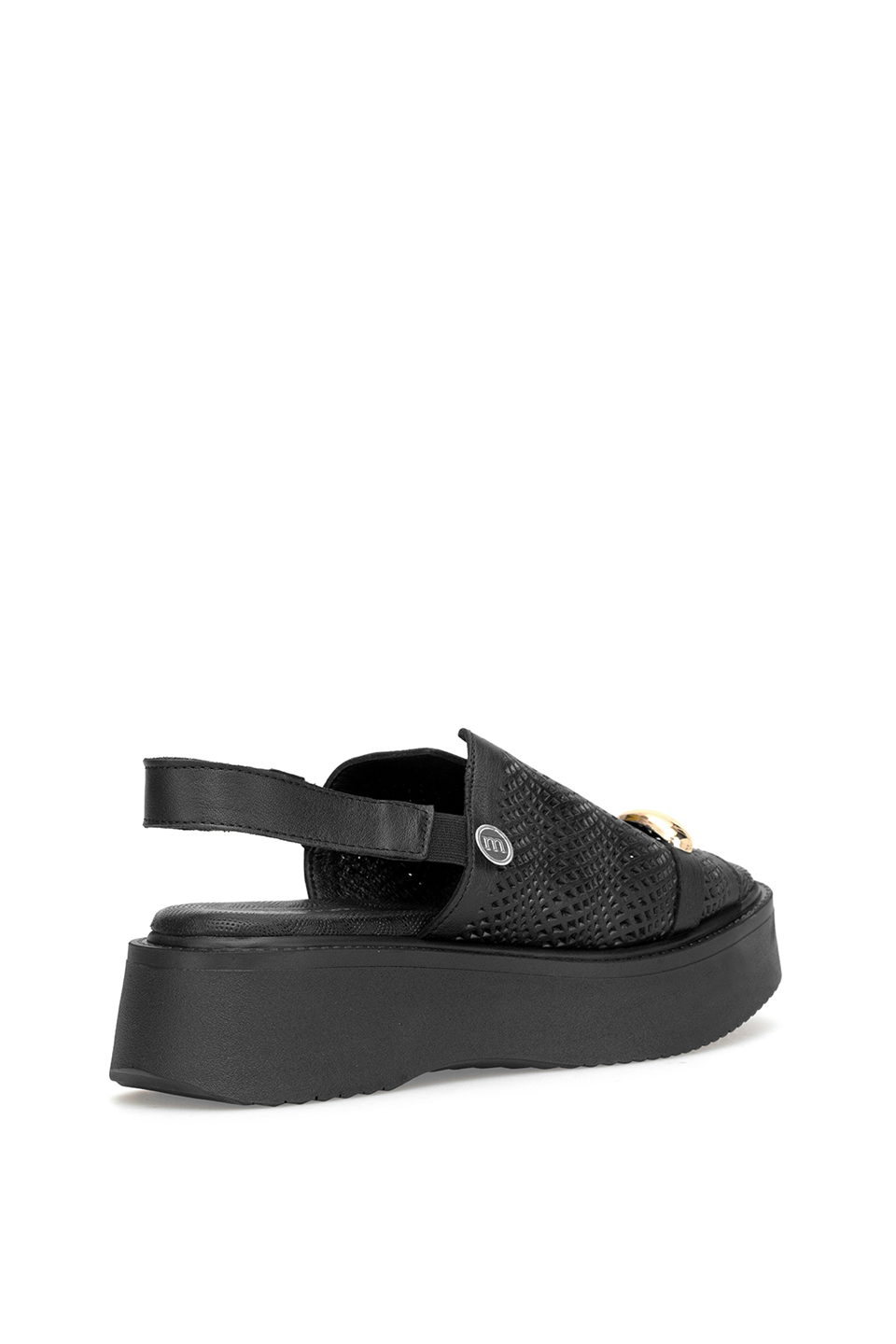 Mammamia D26YS-2920 Kadın Hakiki Deri Düz Sandalet Siyah