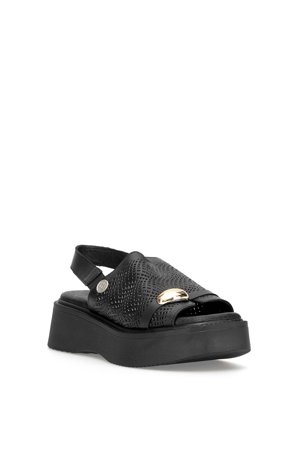 Mammamia D26YS-2920 Kadın Hakiki Deri Düz Sandalet Siyah