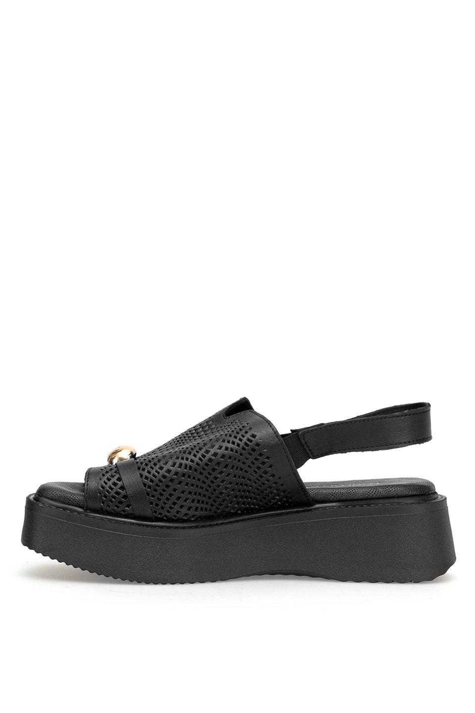 Mammamia D26YS-2920 Kadın Hakiki Deri Düz Sandalet Siyah