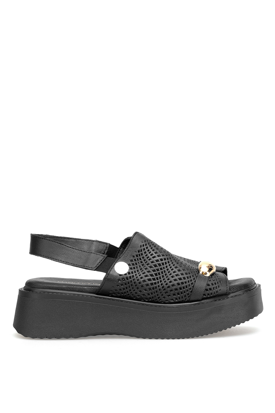 Mammamia D26YS-2920 Kadın Hakiki Deri Düz Sandalet Siyah