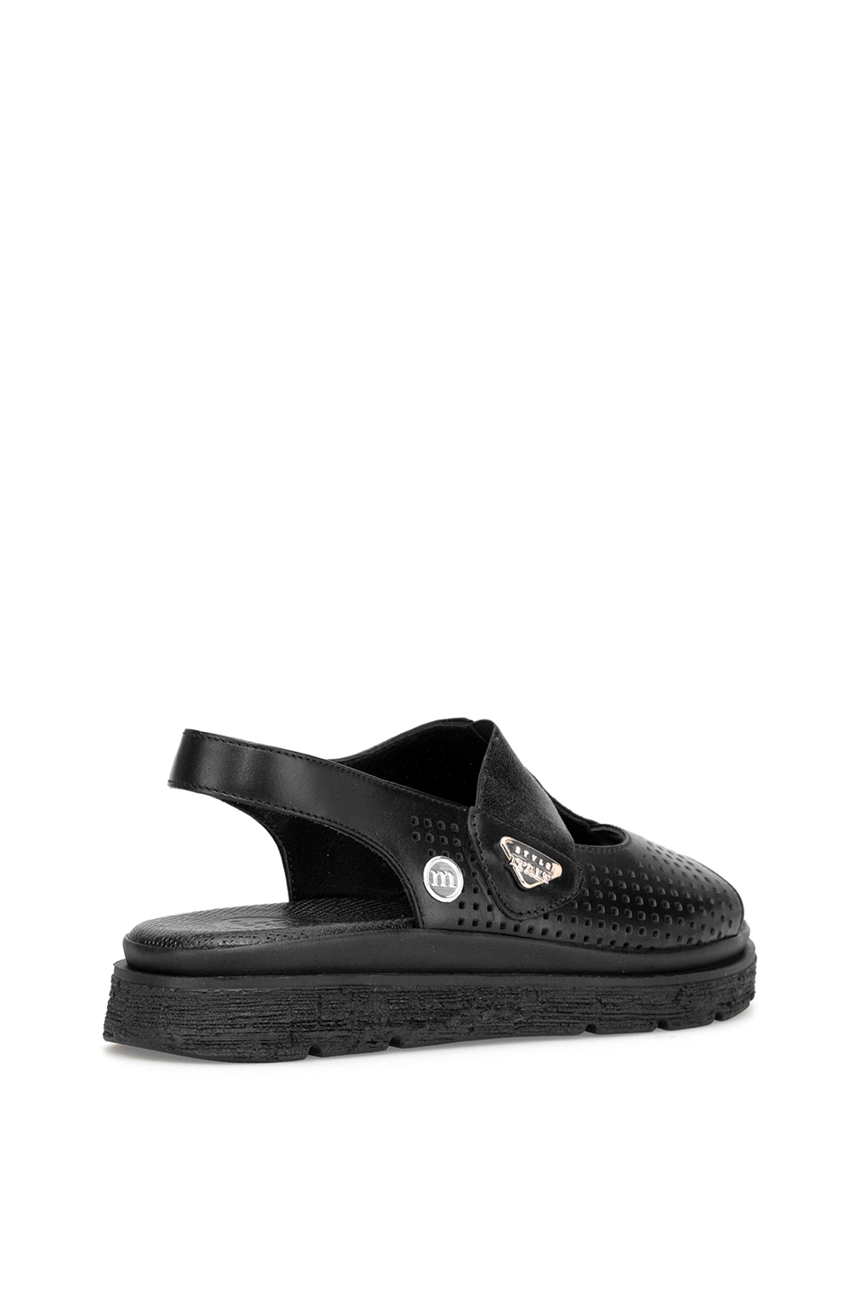 Mammamia D26YS-5185 Kadın Hakiki Deri Düz Sandalet Siyah