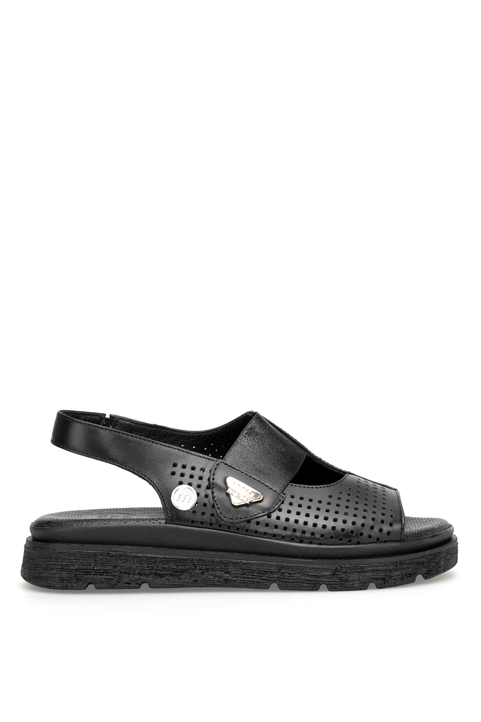 Mammamia D26YS-5185 Kadın Hakiki Deri Düz Sandalet Siyah