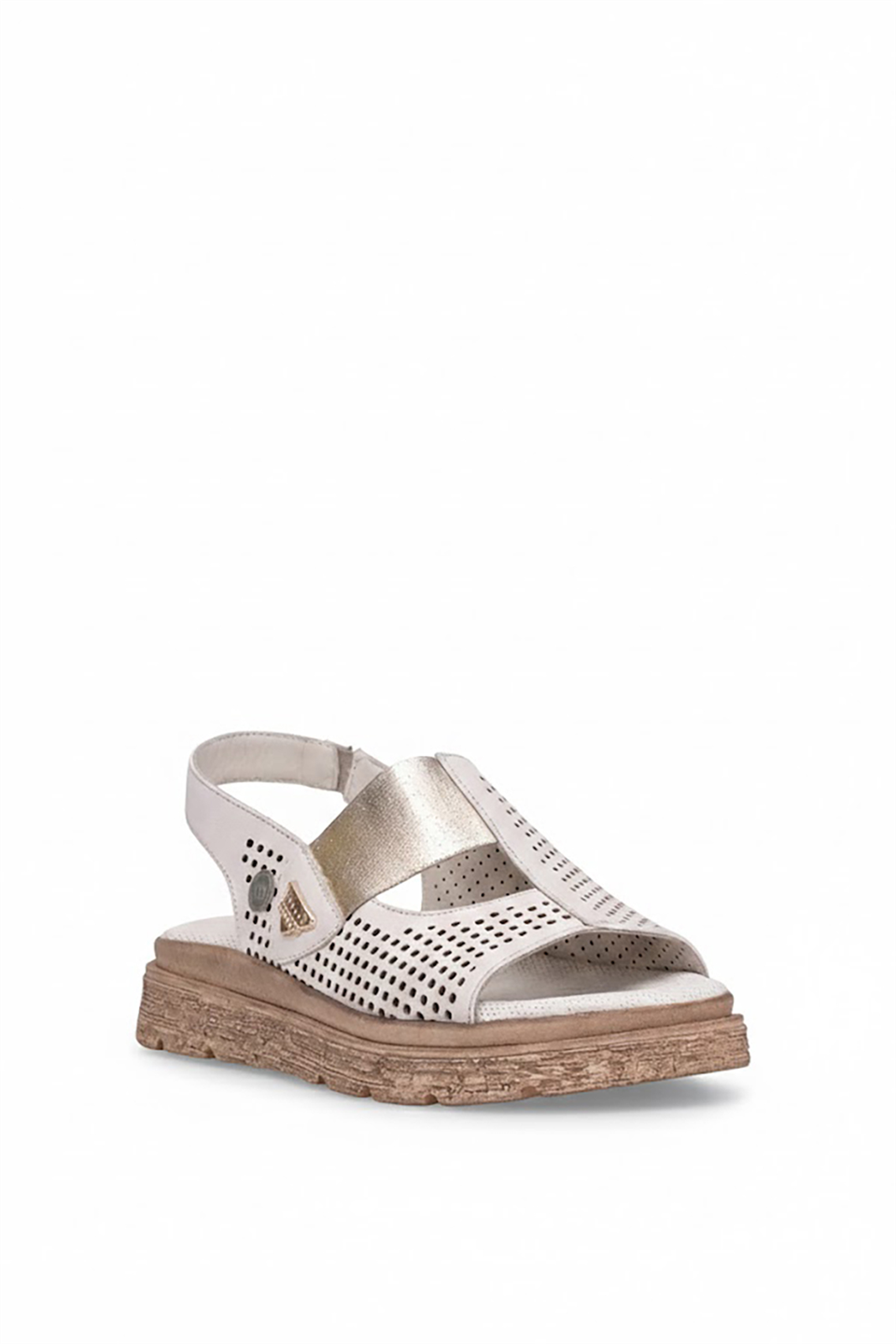 Mammamia D26YS-5185 Kadın Hakiki Deri Düz Sandalet Krem