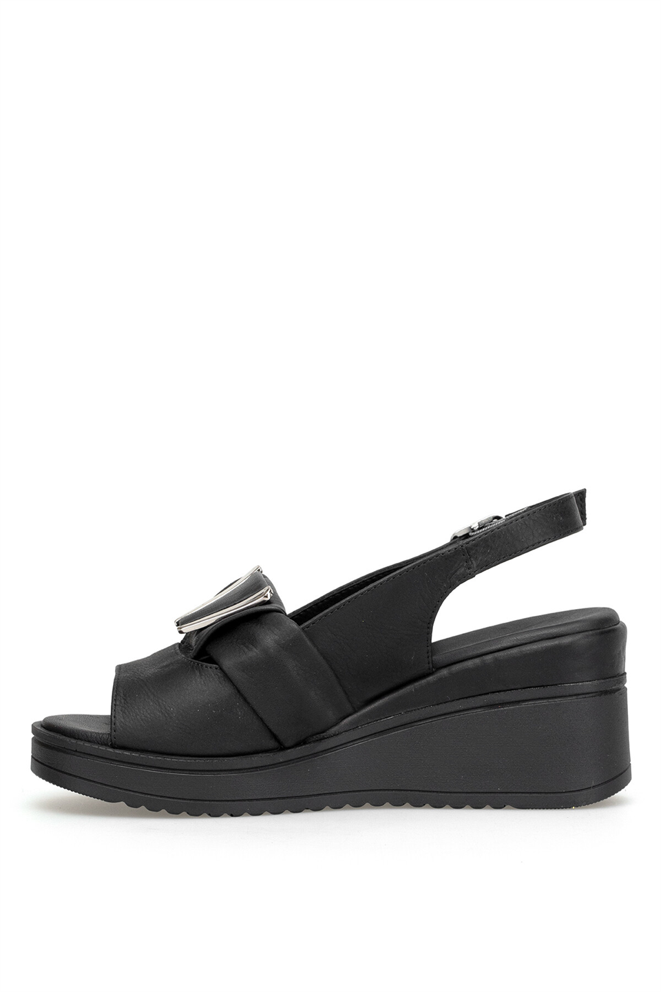 Mammamia D26YS-5220 Kadın Hakiki Deri Dolgu Topuk Sandalet Siyah