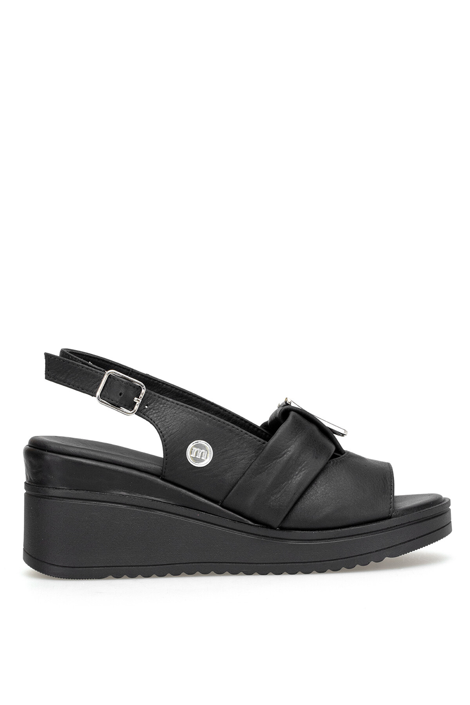 Mammamia D26YS-5220 Kadın Hakiki Deri Dolgu Topuk Sandalet Siyah