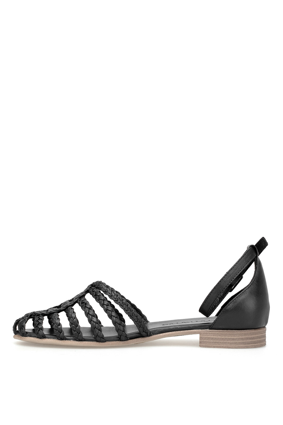 Mammamia D26YS-5280 Kadın Hakiki Deri Düz Sandalet Siyah