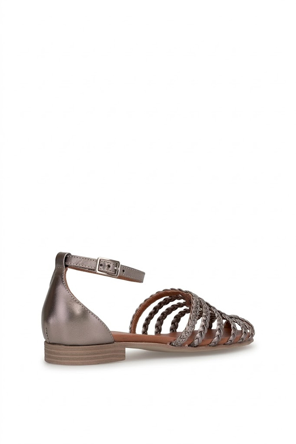 Mammamia D26YS-5280 Kadın Hakiki Deri Düz Sandalet Platin
