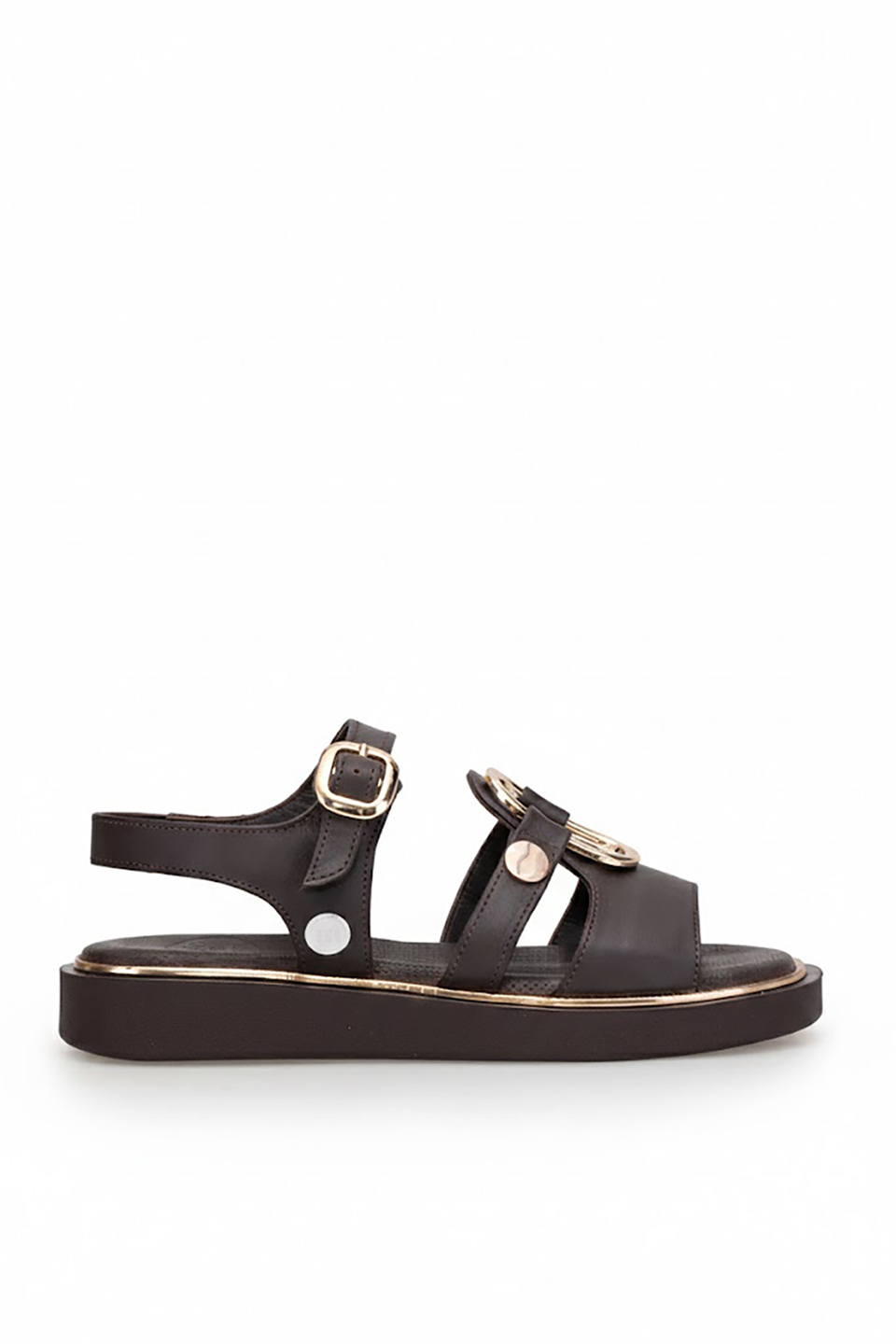 Mammamia D26YS-5290 Kadın Hakiki Deri Düz Sandalet Kahverengi