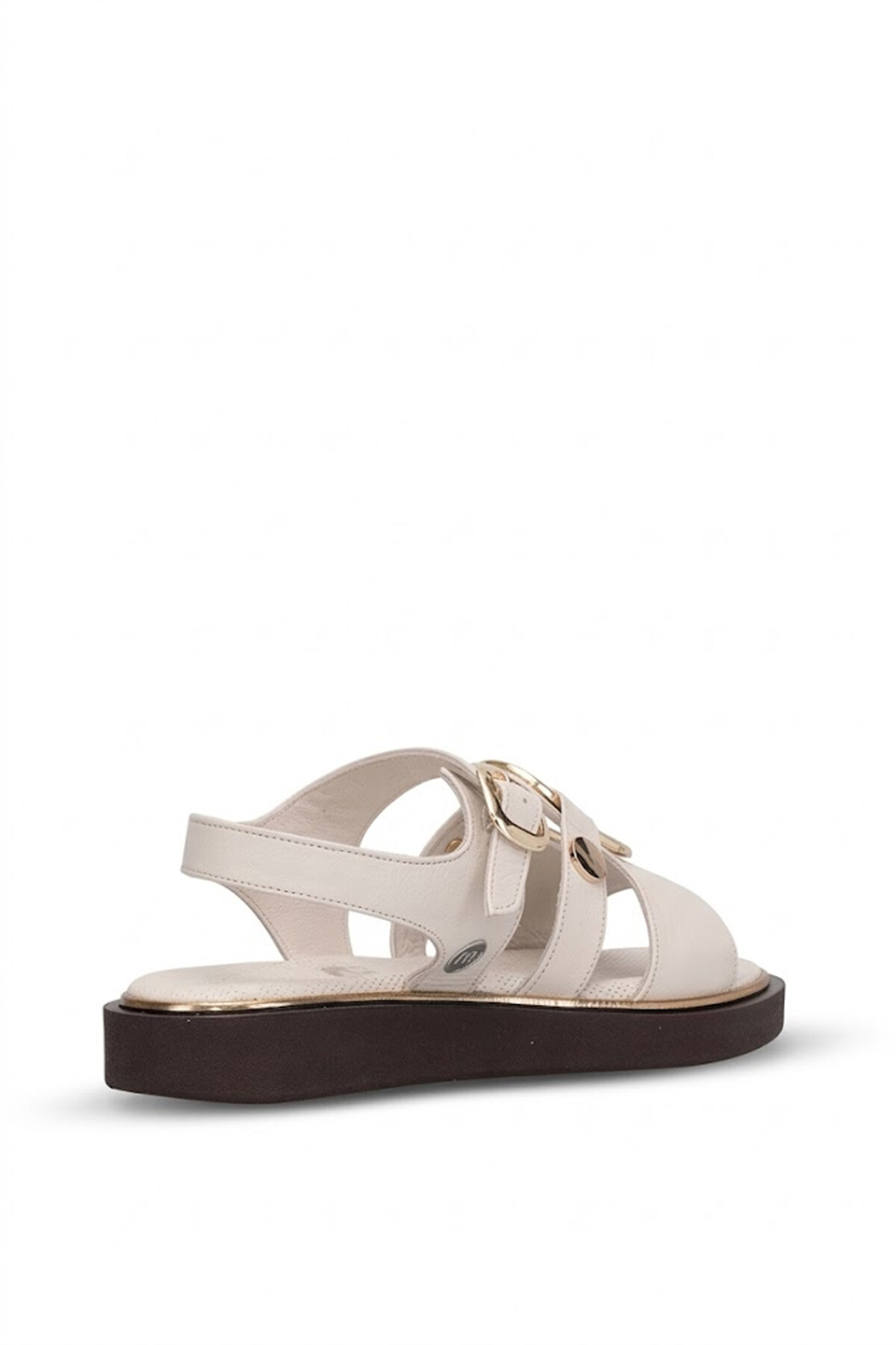 Mammamia D26YS-5290 Kadın Hakiki Deri Düz Sandalet Krem