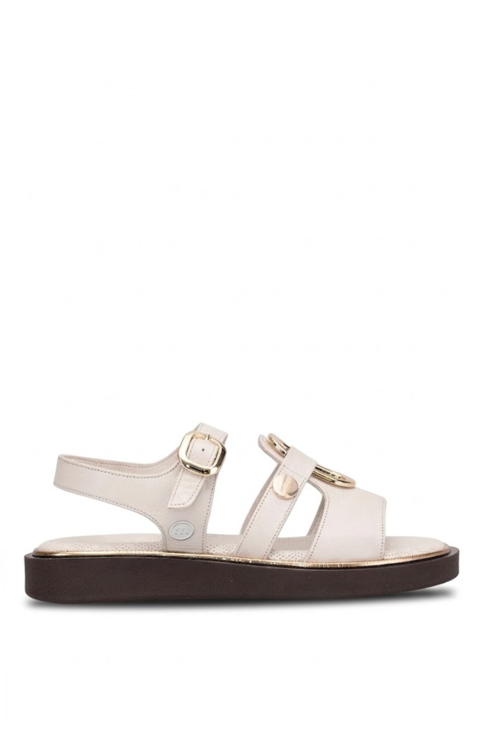 Mammamia D26YS-5290 Kadın Hakiki Deri Düz Sandalet Krem