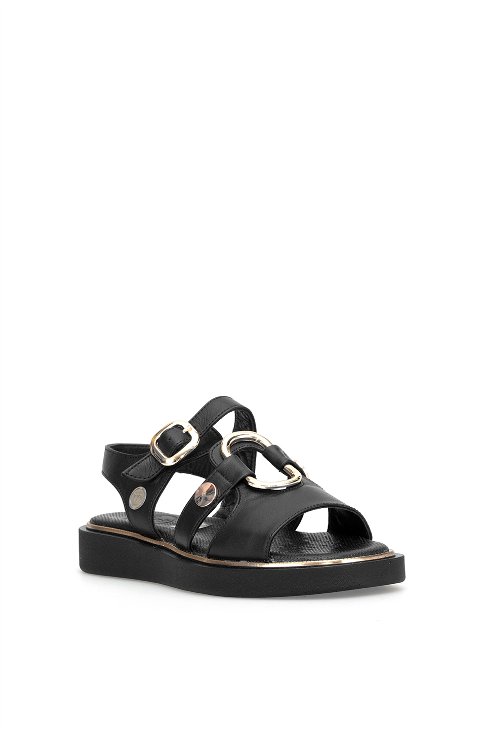 Mammamia D26YS-5290 Kadın Hakiki Deri Düz Sandalet Siyah