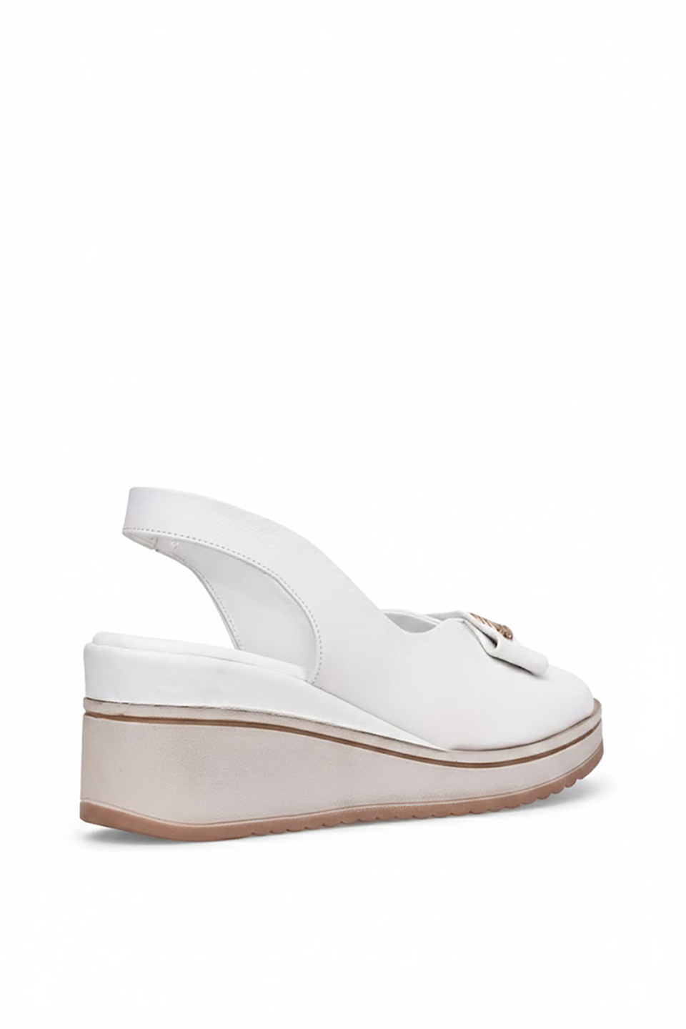 Mammamia D26YS-5295 Kadın Hakiki Deri Dolgu Topuk Sandalet Beyaz