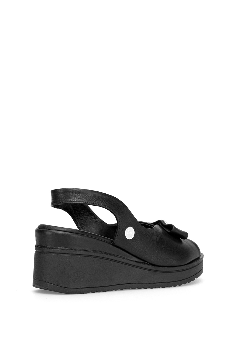 Mammamia D26YS-5295 Kadın Hakiki Deri Dolgu Topuk Sandalet Siyah