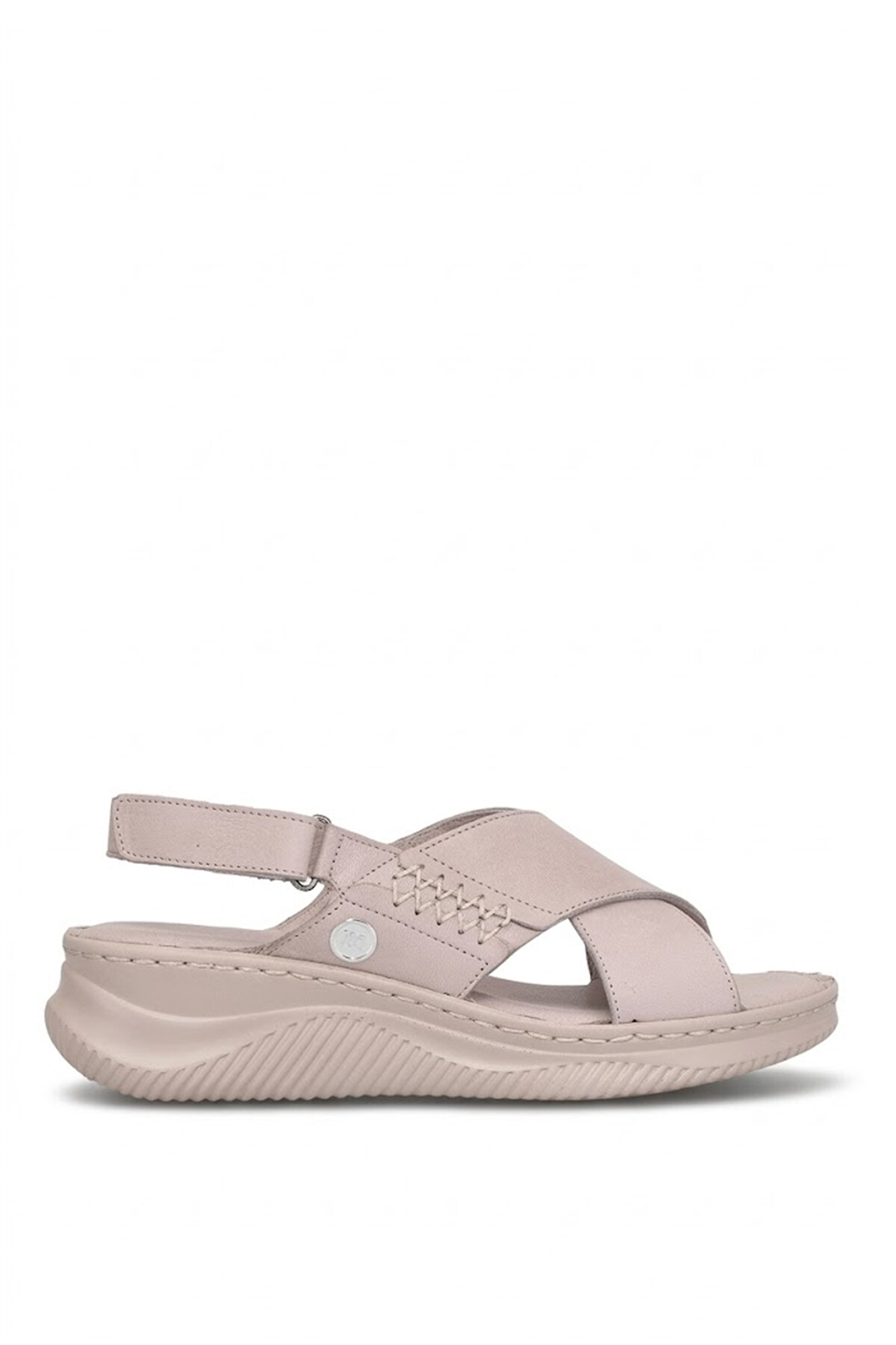Mammamia D26YS-5320 Kadın Hakiki Deri Dolgu Topuk Sandalet Gri