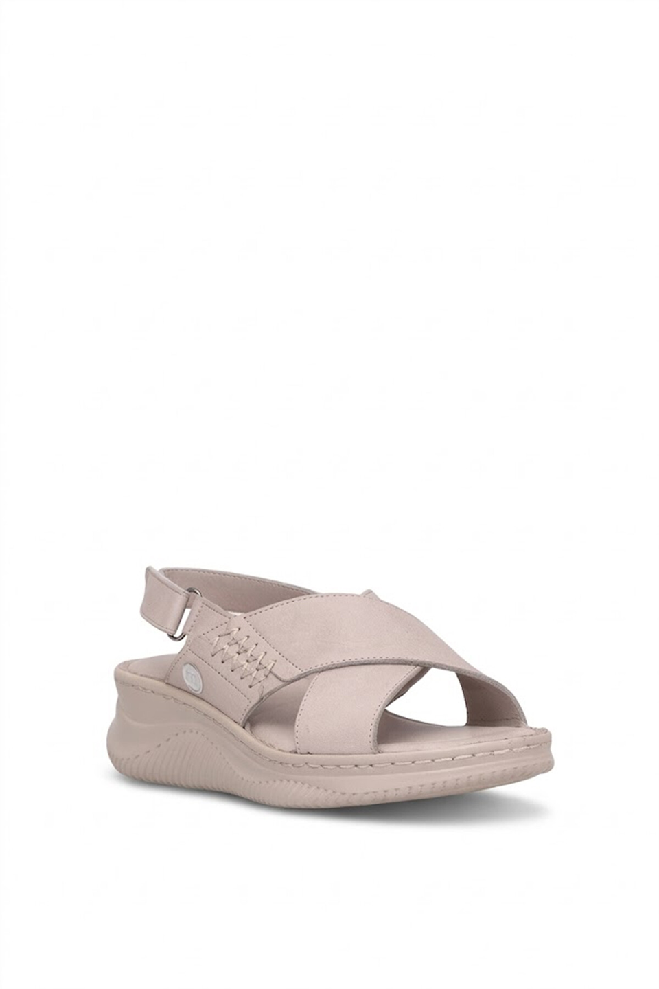 Mammamia D26YS-5320 Kadın Hakiki Deri Dolgu Topuk Sandalet Gri