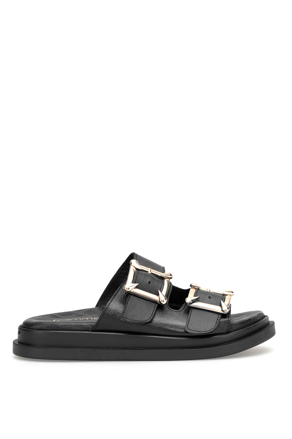 Mammamia D26YT-1780 Kadın Hakiki Deri Düz Terlik Siyah