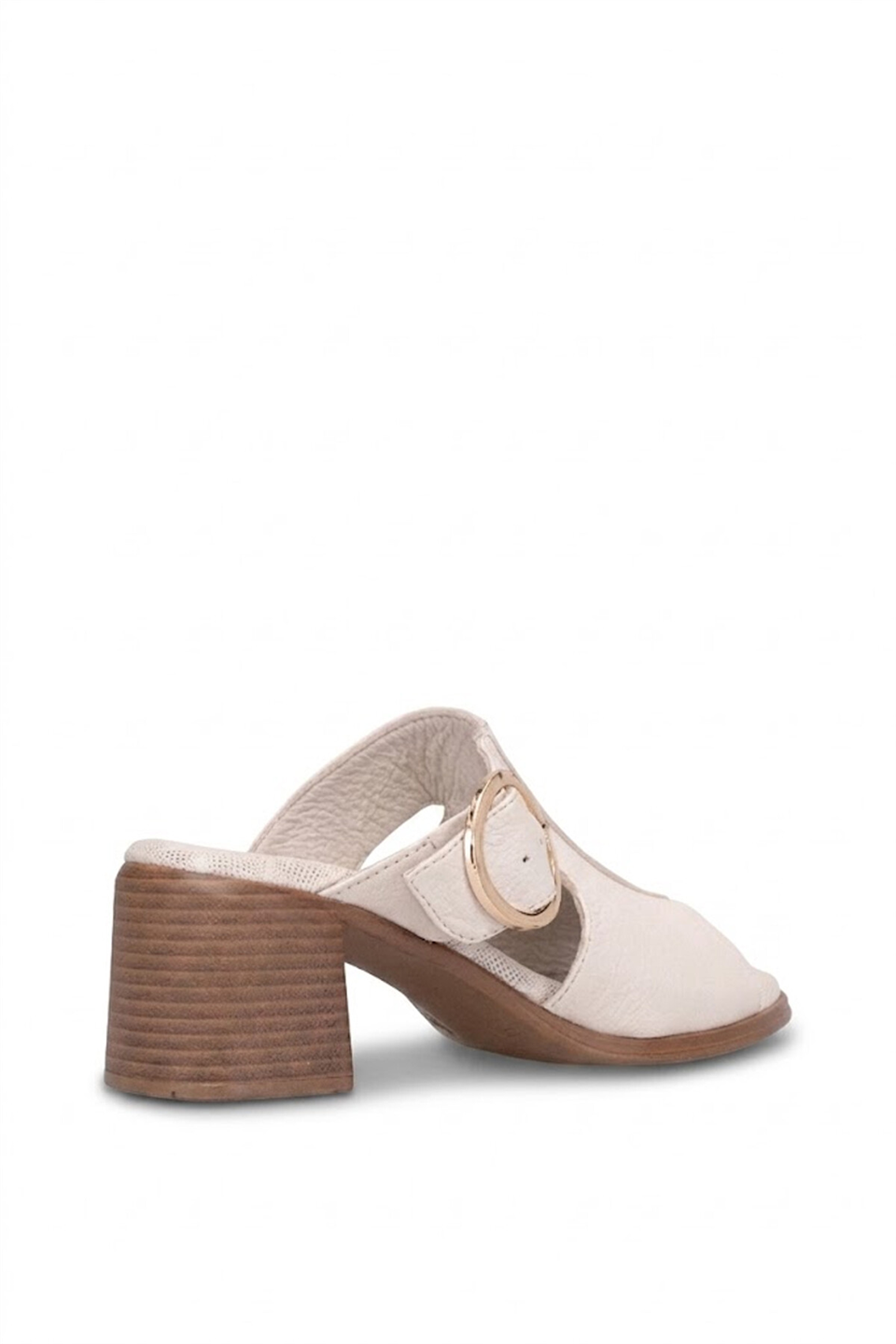 Mammamia D26YT-1785 Kadın Hakiki Deri Topuklu Terlik Krem