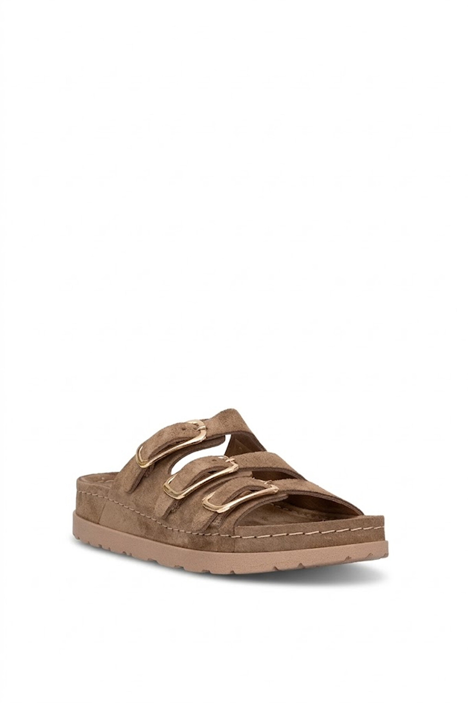 Mammamia D26YT-1865 Kadın Hakiki Deri Düz Terlik Taba