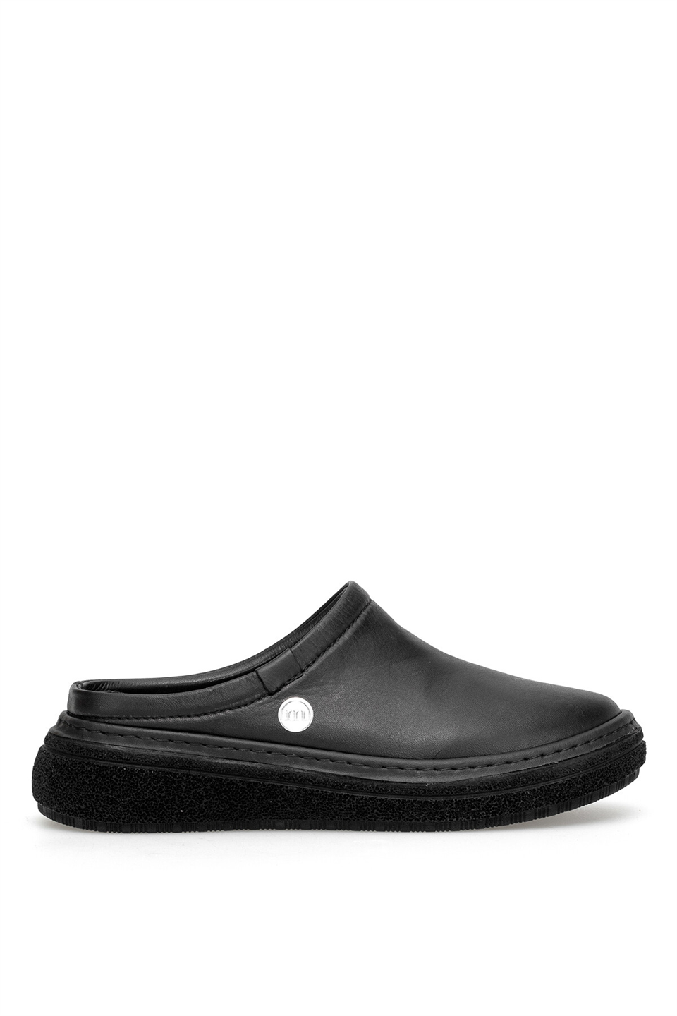 Mammamia D26YT-6140 Hakiki Deri Ortopedik Kadın Sabo Terlik Siyah