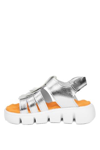 Minican S P 2287C Patik Kız Çocuk Hakiki Deri Düz Gümüş