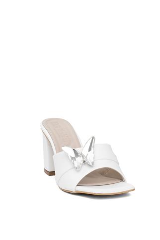 Miss Park Moda PM161 K420 Kadın Topuklu Terlik Beyaz