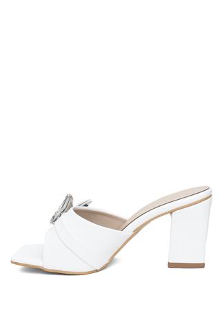 Miss Park Moda PM161 K420 Kadın Topuklu Terlik Beyaz