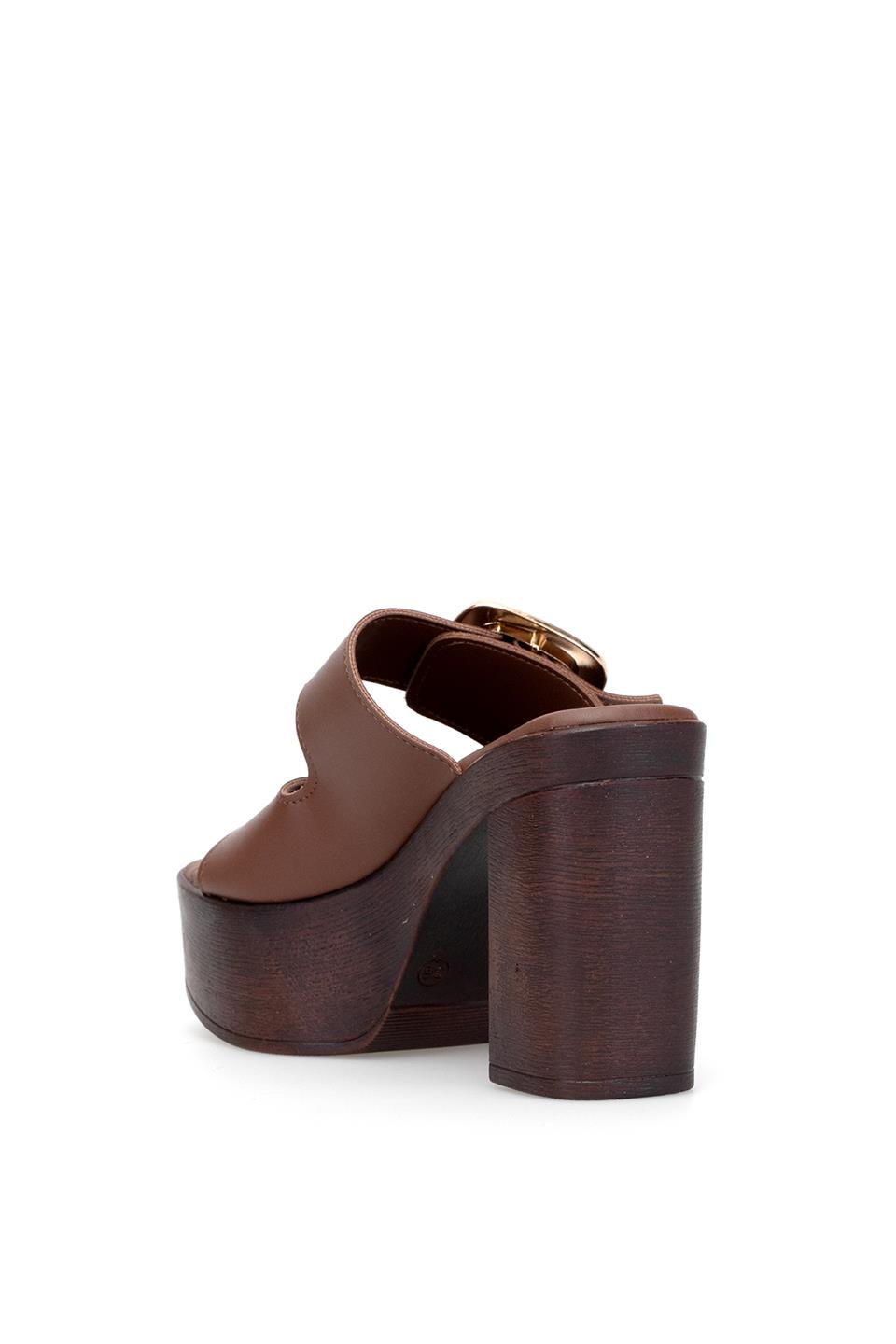 Miss Park Moda PM183 K766 Kadın Topuklu Terlik Kahverengi