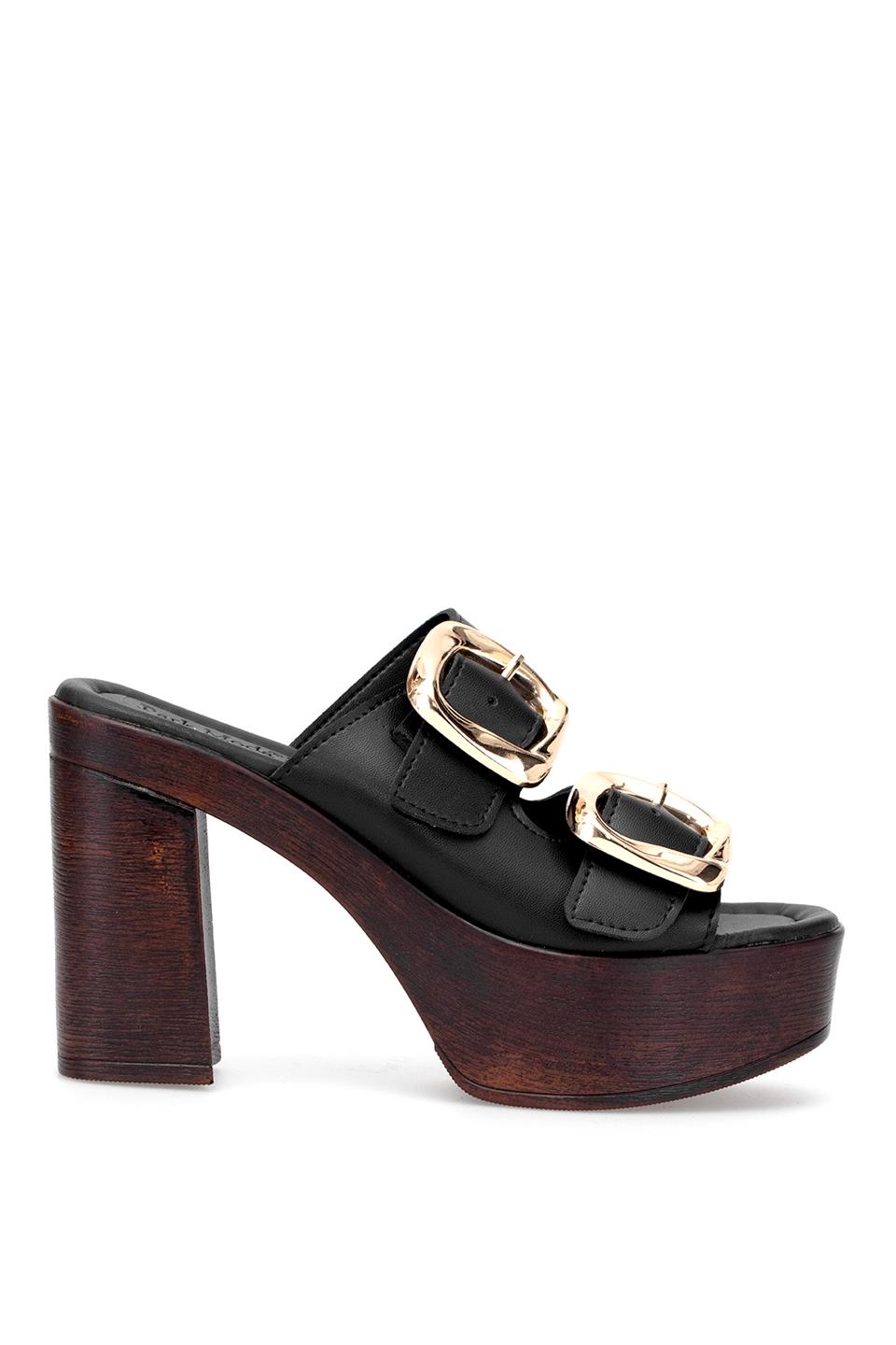 Miss Park Moda PM183 K766 Kadın Topuklu Terlik Siyah