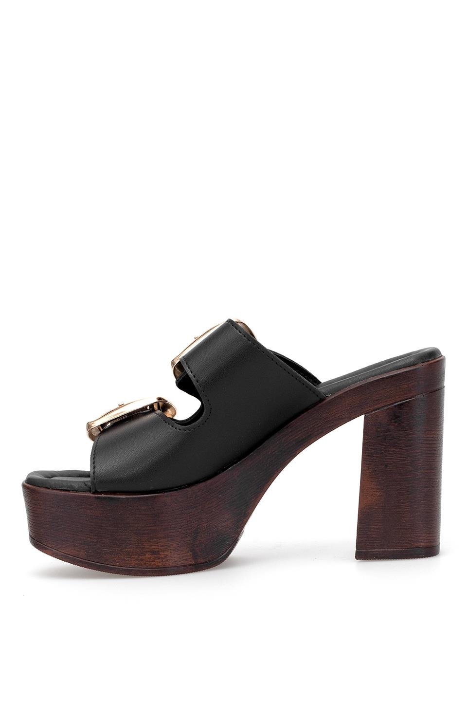 Miss Park Moda PM183 K766 Kadın Topuklu Terlik Siyah