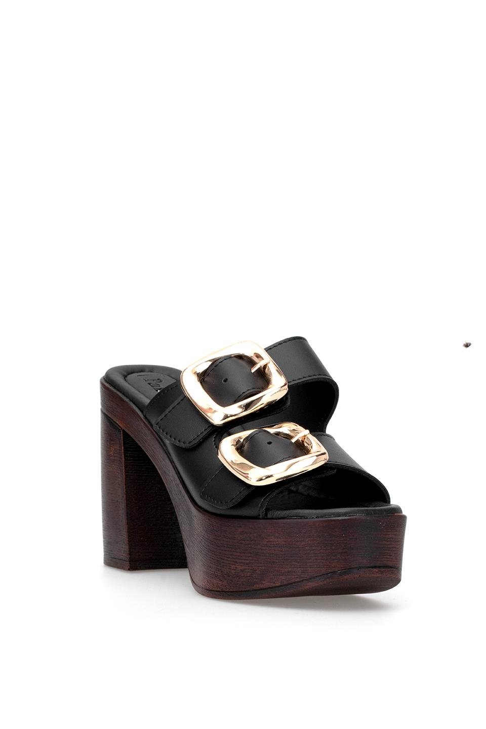 Miss Park Moda PM183 K766 Kadın Topuklu Terlik Siyah