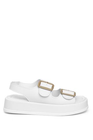 Miss Park Moda PM183 K793 Kadın Düz Sandalet Beyaz