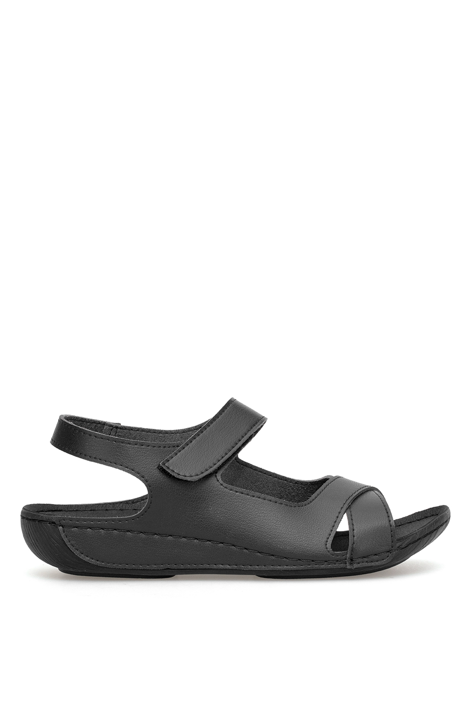 Muya 31121-3009-26Y Alula Kadın Ortopedik Düz Sandalet Siyah